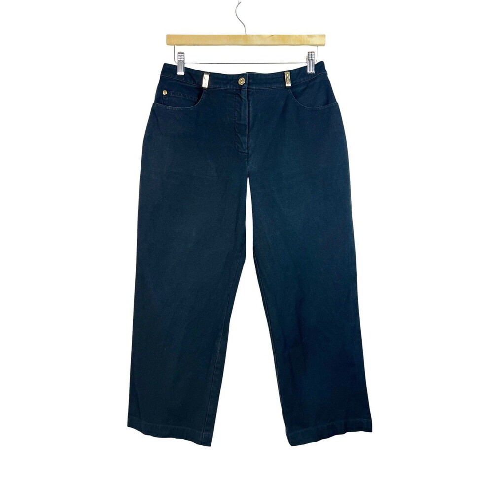 St. Johns Sport Pants Women’s 12 Black Gold Accents Straight Leg Jeans Preppy